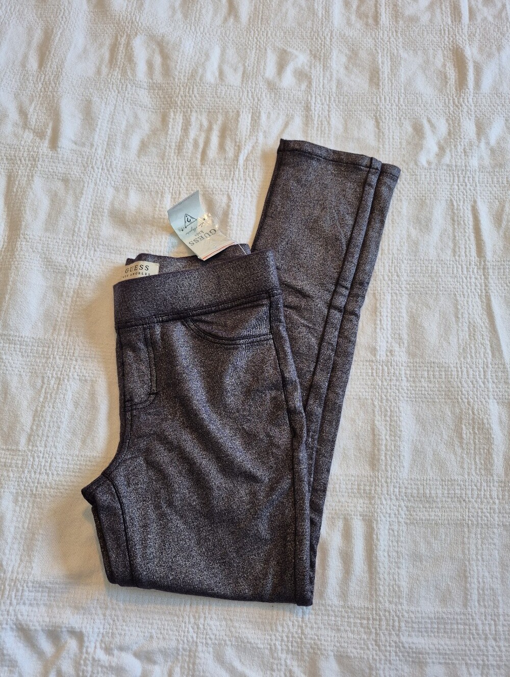 Guess girls size Medium or 10/12 dark gray silvery sparkly leggings NWT